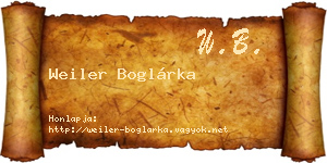 Weiler Boglárka névjegykártya